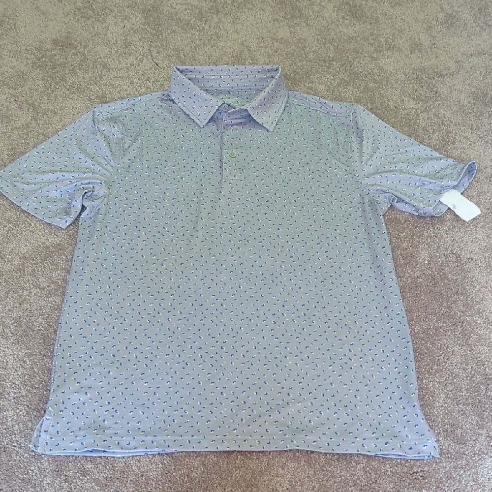 Men's Light Blue Patterned Polo Shirt